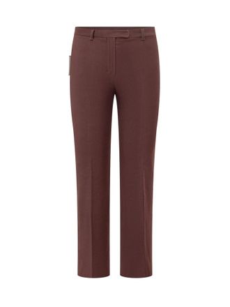 Max Mara Dark Brown Straight Flat Front Pants