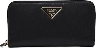 Prada Leather Logo Wallet - Dames - Portefeuilles - Zwart - ONE Size - Leer - Accessoires