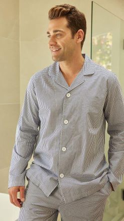 The Cats Pajamas Mens Luxe Pima Pajama in East Side Navy at Nordstrom, Size Small