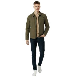 Jack Wills Heren-varsityjasje met kraag, effen (Olijf)