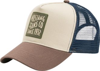 Mustang Trucker Cap MUSTANG, weiss (braun, sanftes wei&szlig;), Materialmix, mehrfarbig, Caps Trucker Cap, Netzeinsatz, Gr&ouml;sse individuell verstellbar