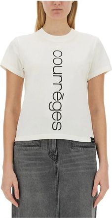 Courr&egrave;ges AC Straight Printed T-Shirt - Dames - T-shirts - Wit - M - Tops