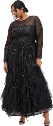 City Chic Womens Plus Size Maxi Dress - Radiant, Black, 18 Plus