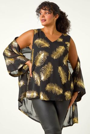 Roman Woven Foil Print Vest Top