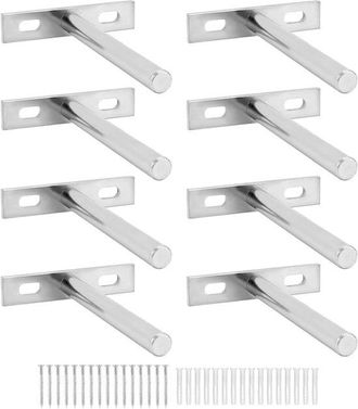 No Brand Soportes Invisibles Para Estantes, Juego De 8-100 Mm, Sistema De Montaje Oculto Para Estantes De Madera, Hierro Galvanizado, Plata, L, 8 Piezas