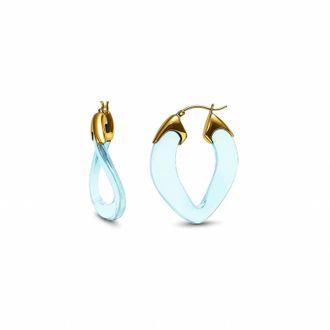 Gold & Honey Womens Curb Link Lucite Birthstone Hoop Earrings In April - Diamond