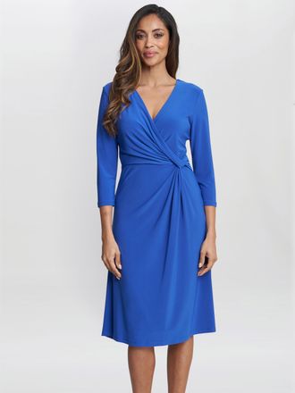 Gina Bacconi Womens Antonia Jersey Wrap Dress - Blue - Size 18 UK