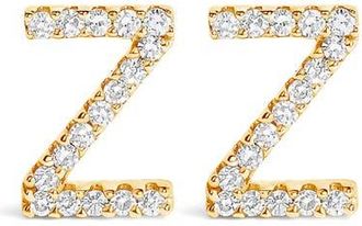 House of Brilliance 10K Gold 1/10 Cttw Diamond Initial A to Z Stud Earring in Yellow Gold | Z at Nordstrom