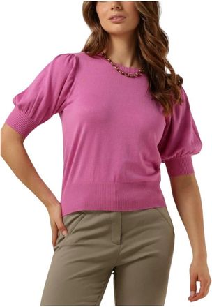Minus Liva Knit Tee Dames Top - Dames - Ronde hals truien - Roze - XS - Truien & Vesten