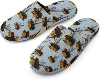 Generic Oilfield Station U.S. Flag Mens Flannel Slipper Soft Comfy House Shoes Non Slip Winter Warm Indoor Outdoor Slippers