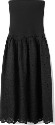 Mango Embroidered Eyelet Strapless Maxi Dress in Black at Nordstrom, Size 10