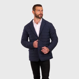 Perry Ellis Tech Stretch Quilted Blazer Jacket in Navy at Nordstrom, Size Medium