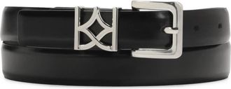 Kazar Smal leren riem met logo gesp - Dames - Riemen - Zwart - 100 CM - Leer - Accessoires