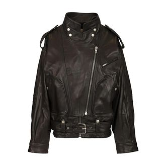 Isabel Marant Farza Leren Jas - Dames - Leren en Su&egrave;de Jassen - Zwart - XS - Leer - Jassen