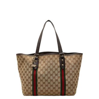 Gucci Brown Canvas Leather Tote Bag (Pre-Owned)