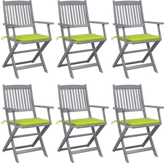 vidaXL Vidaxl - Sillas De Jard&iacute;n Plegables 6 Uds Cojines Madera Maciza Acacia