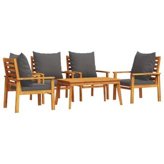 Berkfield Home 5 Piece Garden Lounge Set with Cushions Solid Wood Acacia in Brown