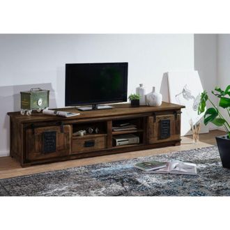 Massivmoebel24 TV-Board Mango 200x55x50 braun lackiert RAILWAY 451