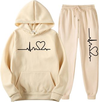 Generic Lounge Wear Sets for Women Uk Autumn Winter Comfor Sweatshirt and Sweatpants 2 Piece Activewear Baggy Lounge Wear Sets Sport Streetwear Two Piece Outf