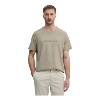 Michael Kors Logo Embossed Katoenen T-shirt - Heren - Tops - Beige - Maat: XL Katoen