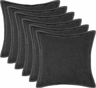 vidaXL Funda De Almohada 6 Pcs Houten Gris Oscuro 30 X 30 Cm Boucl&eacute; Vidaxl