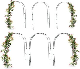 Relaxdays 6 Arcos De Metal Para Jard&iacute;n, Plantas Trepadoras Y Rosas, 240 Cm, Soporte Rosales Resistente Intemperie, Verde
