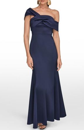 DKNY One-Shoulder Mikado Gown in Ink at Nordstrom, Size 12