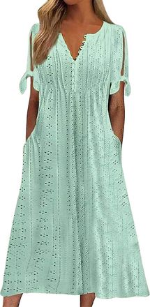 Generic Shffuw Summer Boho Dresses for Women UK Loose Casual Maxi Vintage Short Sleeve Beach Swing Dress Ladies Bohemian Floral Print Tunic Dress A Line Daily