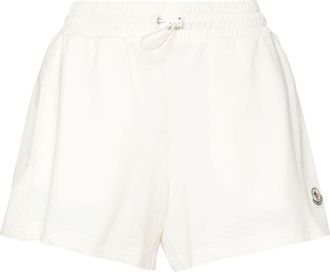 Moncler logo-appliqu&eacute; jersey shorts - women - Cotton/Cotton - S - White