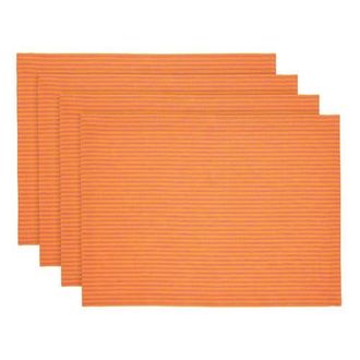 Solino Home Linen Placemats - Narrow Stripe, 14 x 19 in Pink And Orange at Nordstrom, Size Medium
