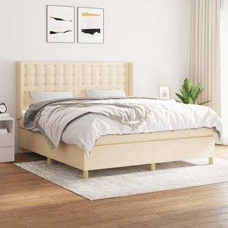 vidaXL Vidaxl - Cama Box Spring Con Colch&oacute;n Tela Color Crema 160x200 Cm