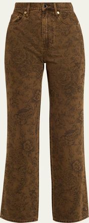 Veronica Beard Dylan Floral Straight-Leg Jeans