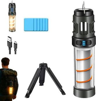 OEM Linterna Port&aacute;til Integrada, Luz Emergencia Impermeable Ipx5 Tr&iacute;pode, Cinco Niveles Intensidad Ajustables, Carga Usb Interiores, Picnics (negra)