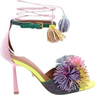 Kurt Geiger Pom Pom Sandaal met Enkelband - Dames - Sandalen met hakken - Veelkleurig - 36 EU - Leer - Schoenen