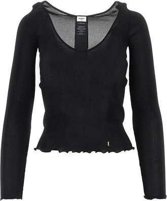 Saint Laurent Silk top with Cassandre detail Woman S
