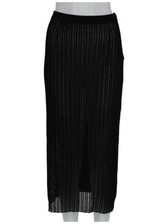 Maison Margiela Black Sheer Open-Knit Ribbed Midi Skirt
