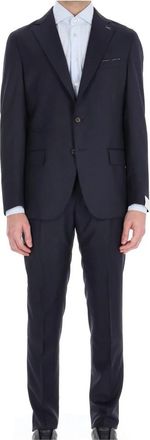 Eleventy Enkelrijige wollen pakset - Heren - Business pakken - Blauw - L - Wol - Kostuums