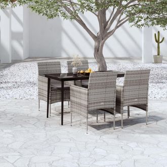 vidaXL Vidaxl - Juego De Comedor Para Jard&iacute;n 5 Piezas Con Cojines Gris Y Negro