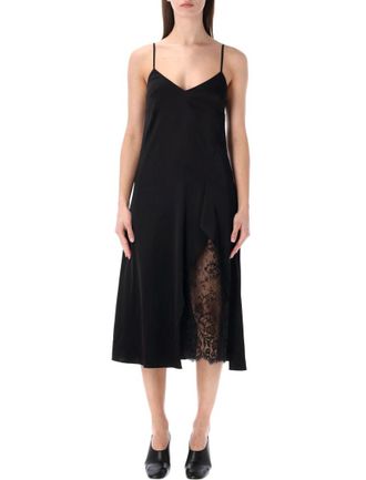 Acne Studios Black Solid V Neck Midi Dress