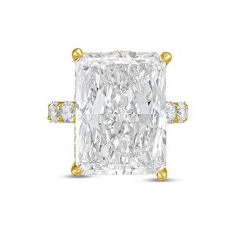 Diana M. Jewels 14kt yellow gold 3ct lab grown Radiant Diamond Ring with Pav&eacute; Round Band