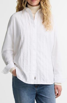 Barbour Adalyn Pintuck Cotton Shirt in White at Nordstrom, Size 12