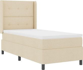 vidaXL Box Spring Bed with Mattress Cream 90 x 200 cm Fabric vidaXL