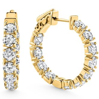 Pompeii3 3 3/4Ct Diamond Inside Outside Hoops 14k Gold 1 Lab Grown Womens Earrings