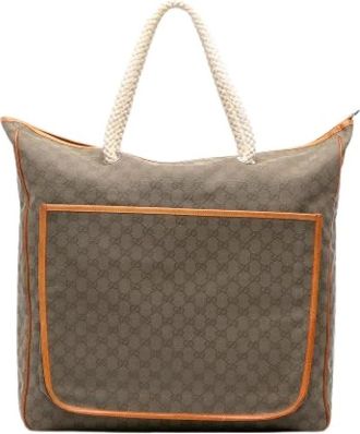 Gucci Pre-owned Canvas Tote Bag - Dames - Vintage Shopper - Bruin - ONE Size - Leer - Vintage