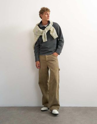 Topman felpa classic fit con collo a lupetto in nero slavato