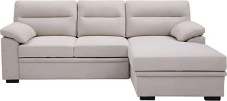 VENTE-UNIQUE.COM Sof&aacute; rinconera poli&eacute;ster 4 plazas beige 234x158cm