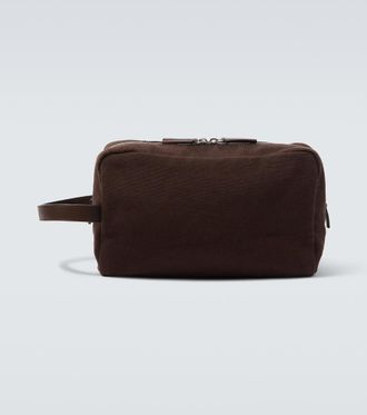 The Row Astra leather-trimmed canvas pouch
