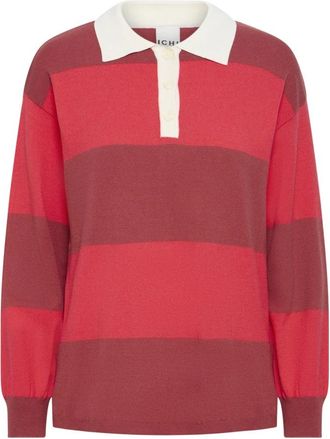 Ichi Cowhide Comb Polo - Dames - Ronde hals truien - Veelkleurig - S - Truien & Vesten
