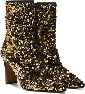 Franco Sarto Avana 2 Boots Womens Gold Pointed Toe Dress Bootie JOBB790
