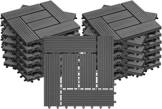 Woltu Woltu 22x Suelo Exterior Entrelazado Wpc Para Balc&oacute;n, Jard&iacute;n O Terraza, Gris